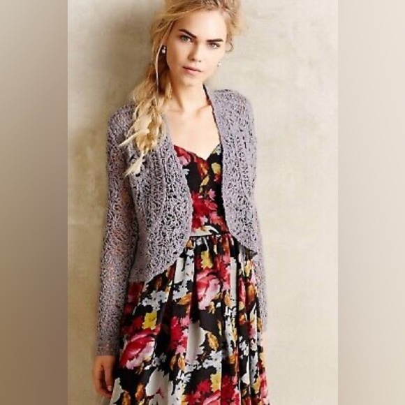 Anthropologie - Angels Of The North Grey Odense Open Knit Open Cardigan Medium - Picture 1 of 13